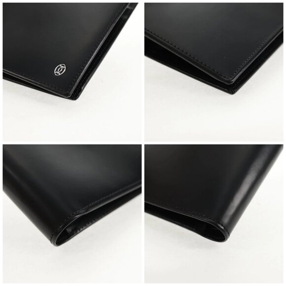 CARTIER Bifold Wallet Leather Black Auth am9307V - Picture 14 of 16